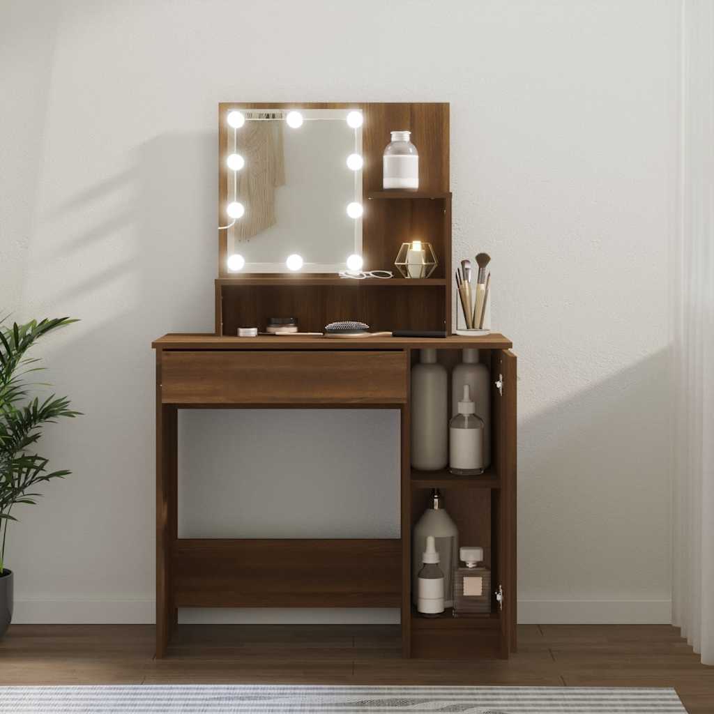 Coiffeuse avec LED Chêne marron 86,5x35x136 cm - XIOS