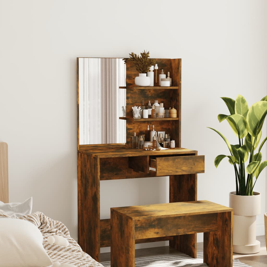 Coiffeuse avec miroir Chêne fumé 74,5x40x141 cm - XIOS