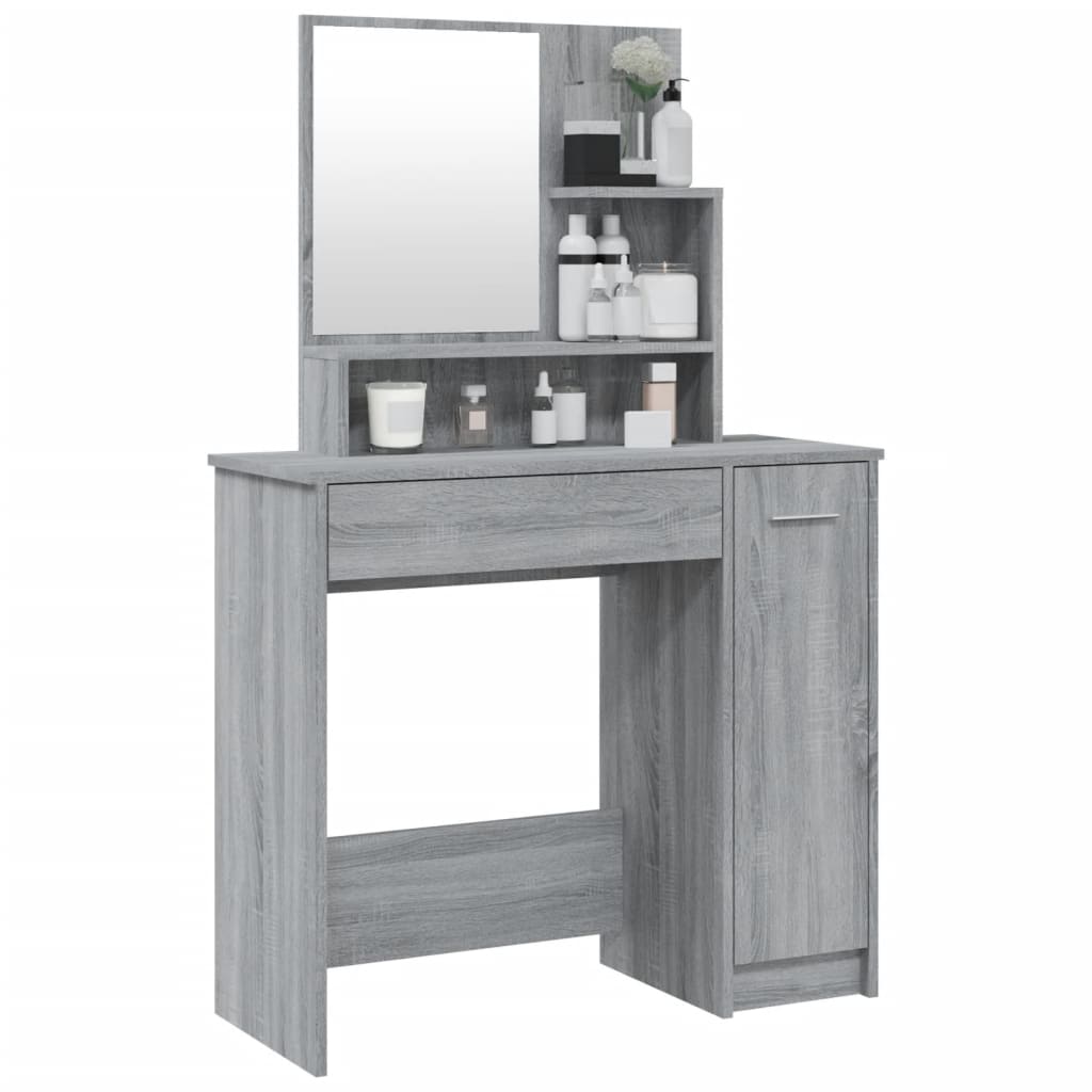 Coiffeuse avec miroir Sonoma gris 86,5x35x136 cm - XIOS