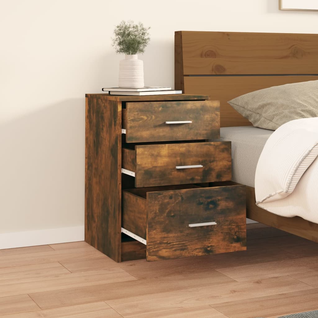 Table de chevet Chêne fumé 40x40x63 cm Bois d'ingénierie - XIOS