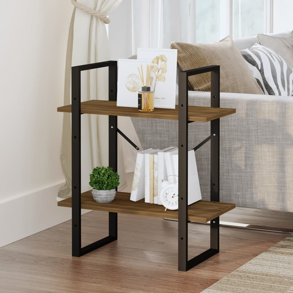 Bibliothèque 2 niveaux Chêne brun 60x30x70 cm Bois d'ingénierie - XIOS