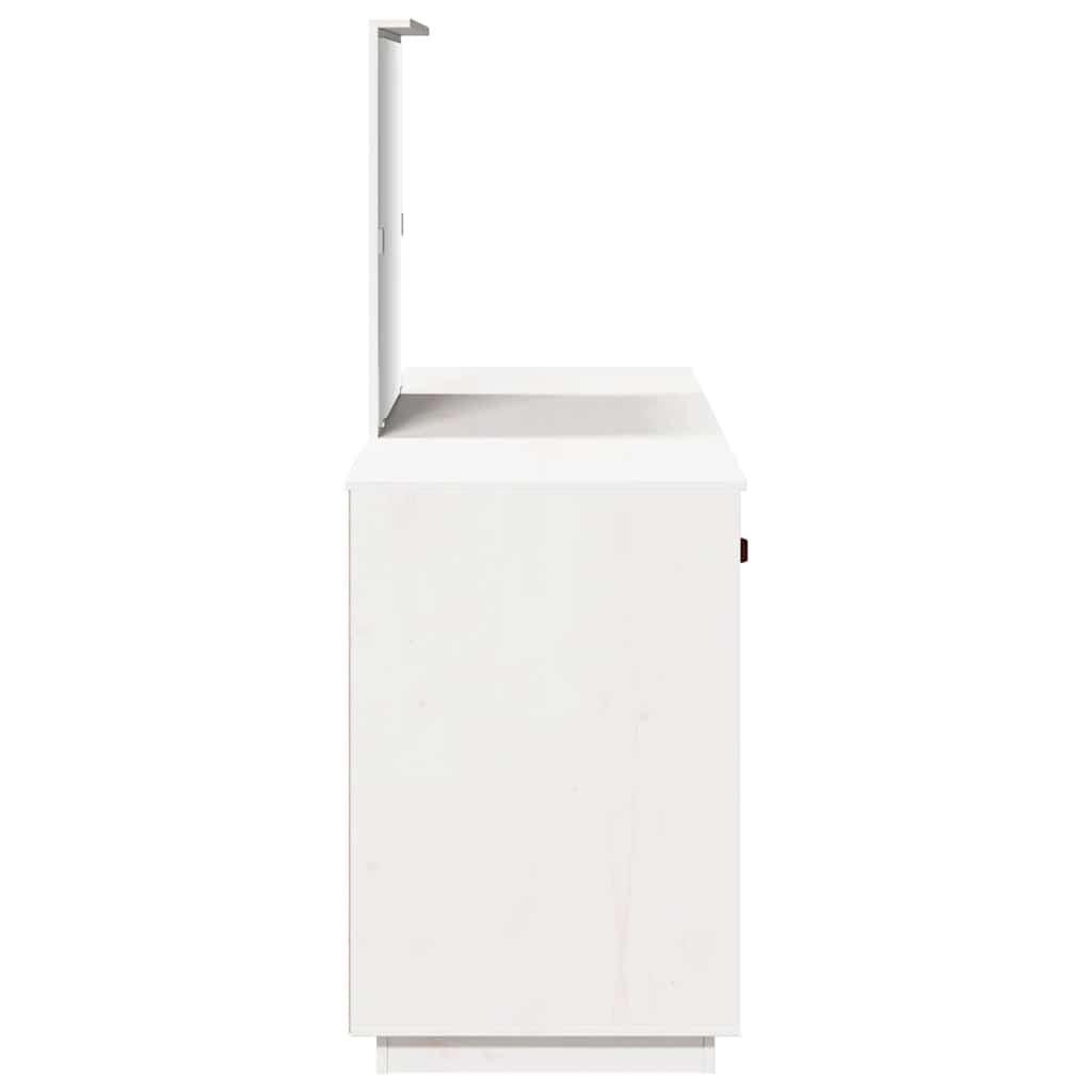 Ensemble de coiffeuse avec miroir Blanc Bois de pin solide - XIOS