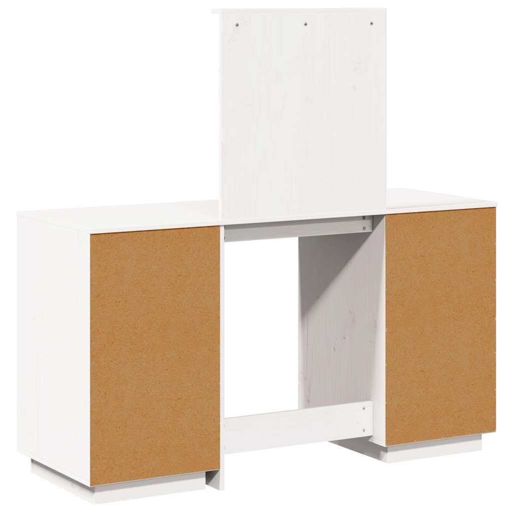 Ensemble de coiffeuse avec miroir Blanc Bois de pin solide - XIOS