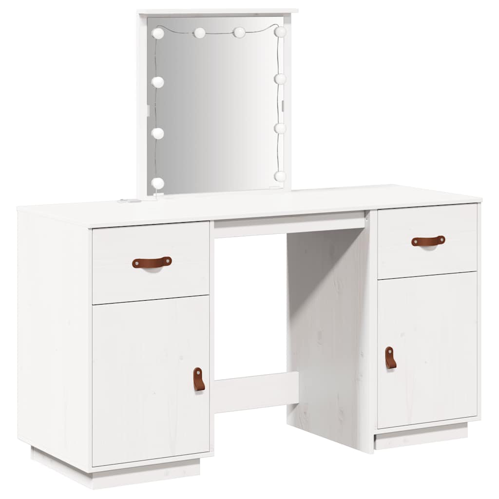 Ensemble de coiffeuse avec LED Blanc Bois de pin solide - XIOS