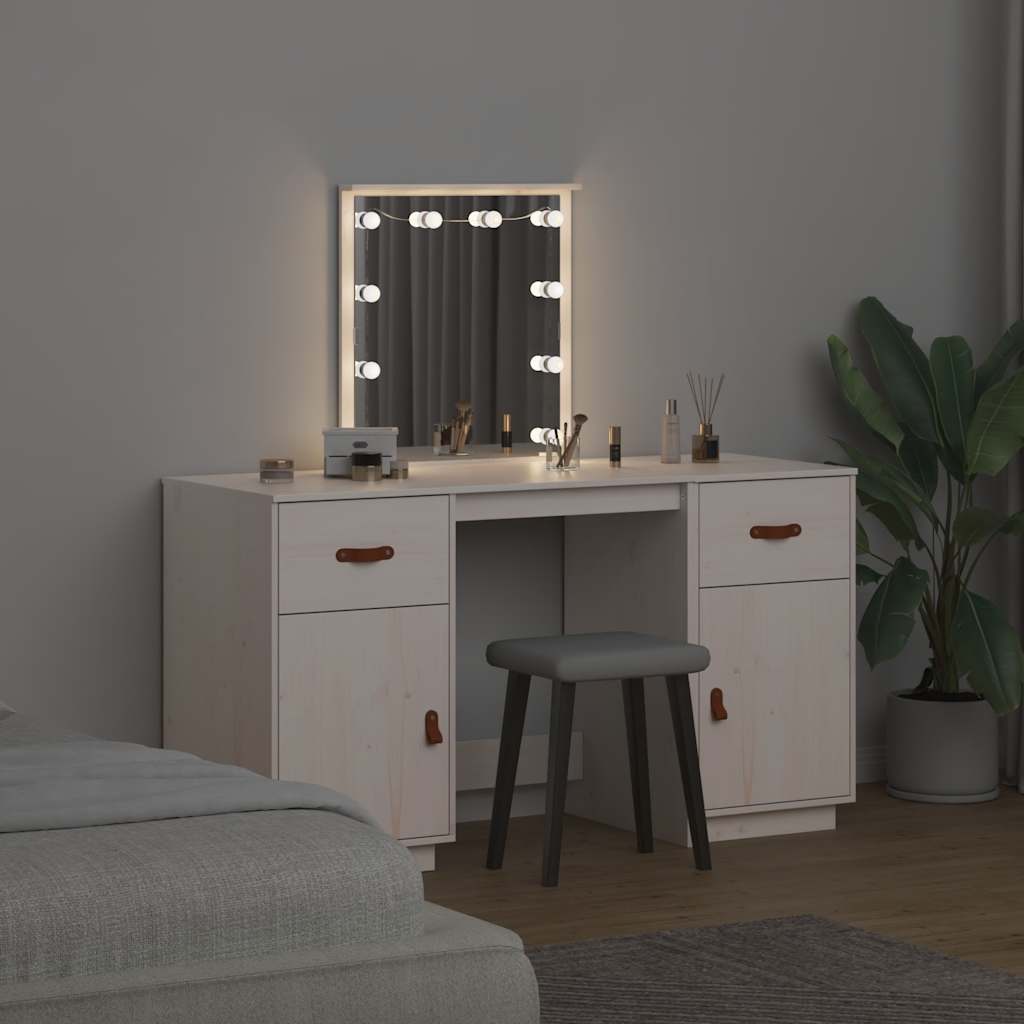 Ensemble de coiffeuse avec LED Blanc Bois de pin solide - XIOS