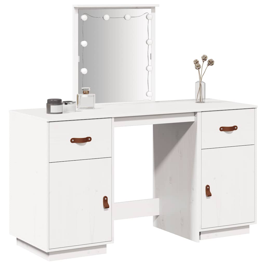 Ensemble de coiffeuse avec LED Blanc Bois de pin solide - XIOS