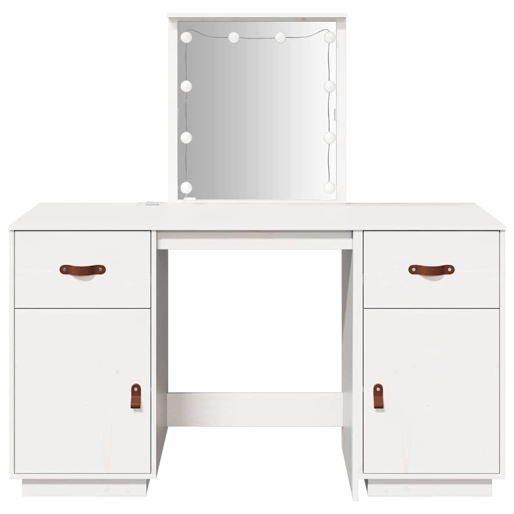Ensemble de coiffeuse avec LED Blanc Bois de pin solide - XIOS
