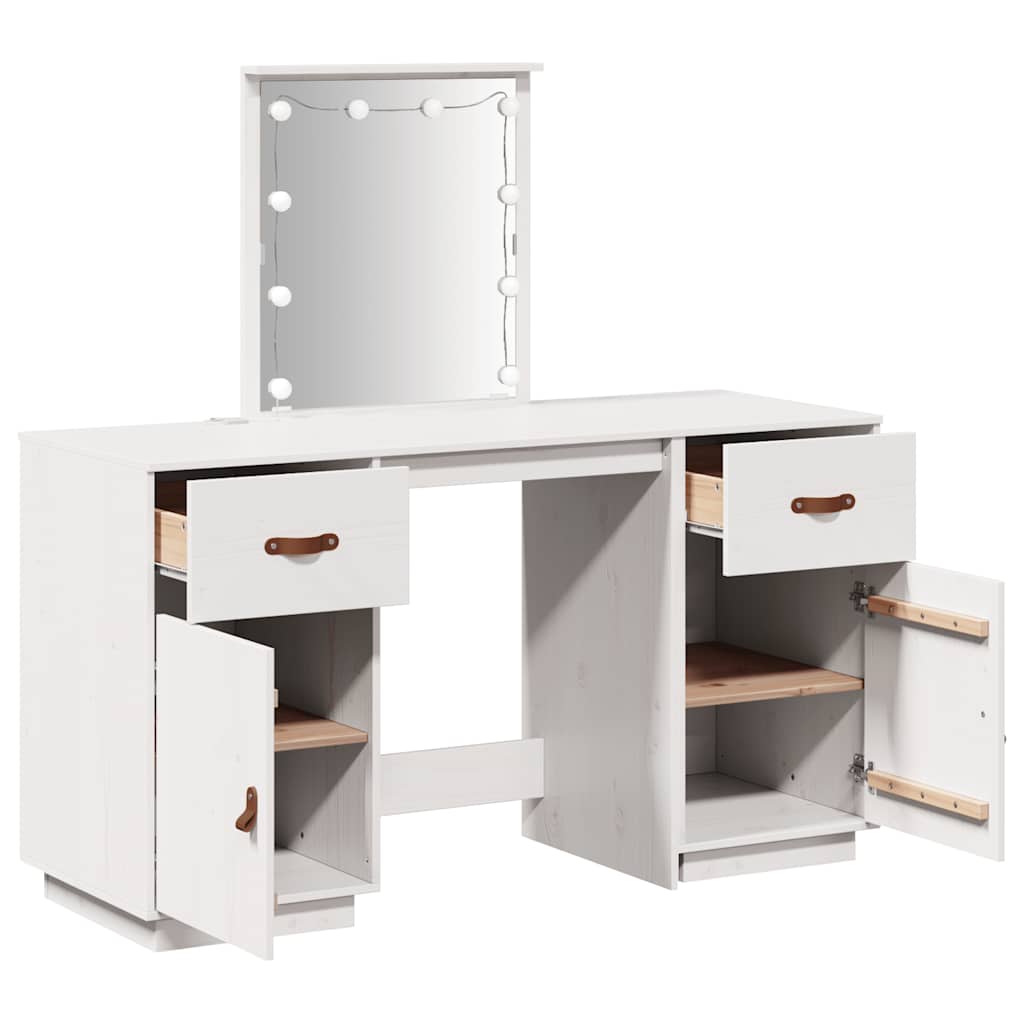 Ensemble de coiffeuse avec LED Blanc Bois de pin solide - XIOS