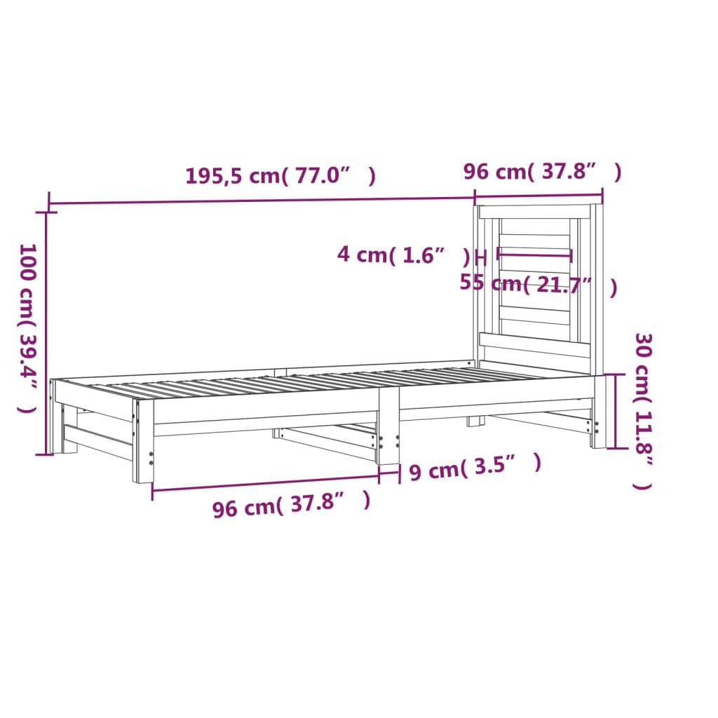 Lit coulissant sans matelas 2x(90x190) cm - XIOS