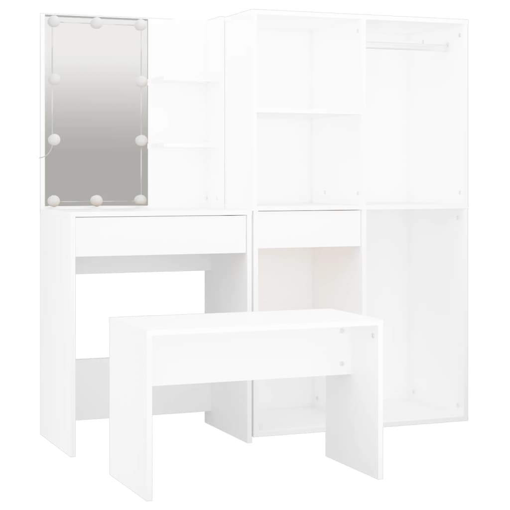 Ensemble de coiffeuse avec LED Blanc Bois d'ingénierie - XIOS