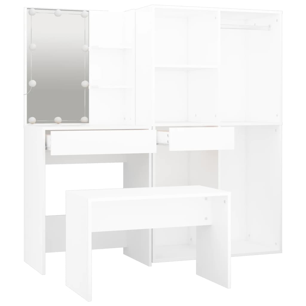 Ensemble de coiffeuse avec LED Blanc Bois d'ingénierie - XIOS