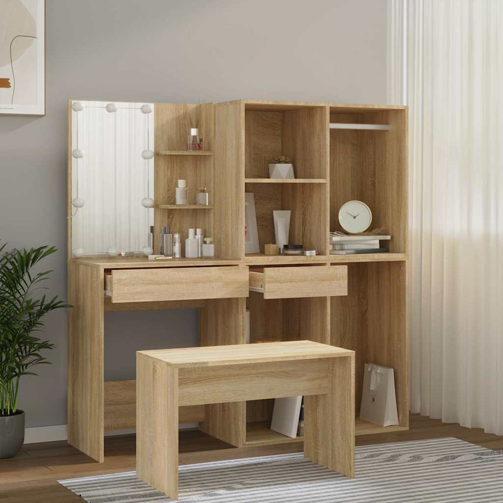 Ensemble de coiffeuse avec LED Chêne Sonoma Bois d'ingénierie - XIOS