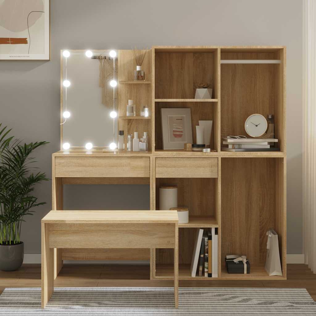 Ensemble de coiffeuse avec LED Chêne Sonoma Bois d'ingénierie - XIOS