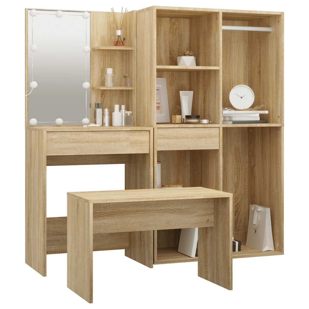 Ensemble de coiffeuse avec LED Chêne Sonoma Bois d'ingénierie - XIOS