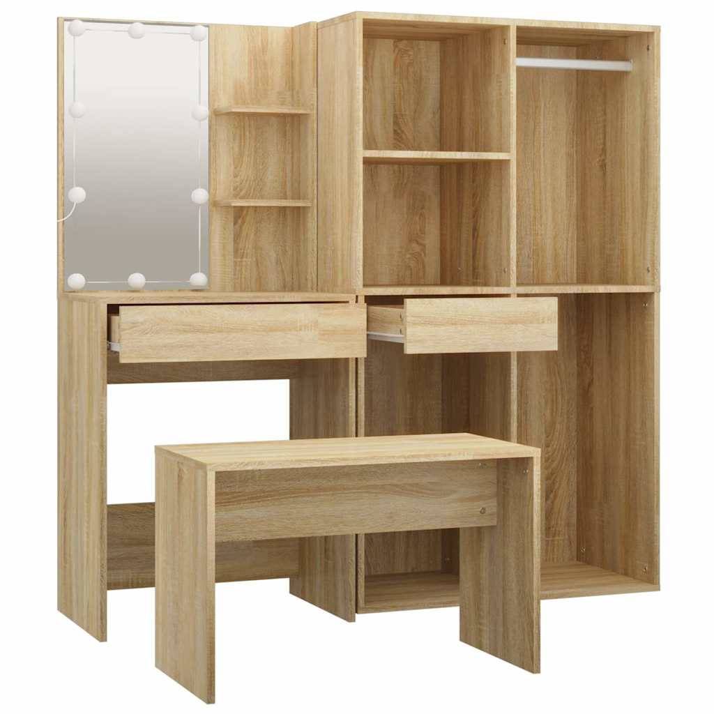 Ensemble de coiffeuse avec LED Chêne Sonoma Bois d'ingénierie - XIOS