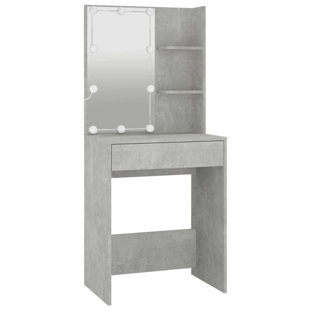 Ensemble de coiffeuse avec LED Gris béton Bois d'ingénierie