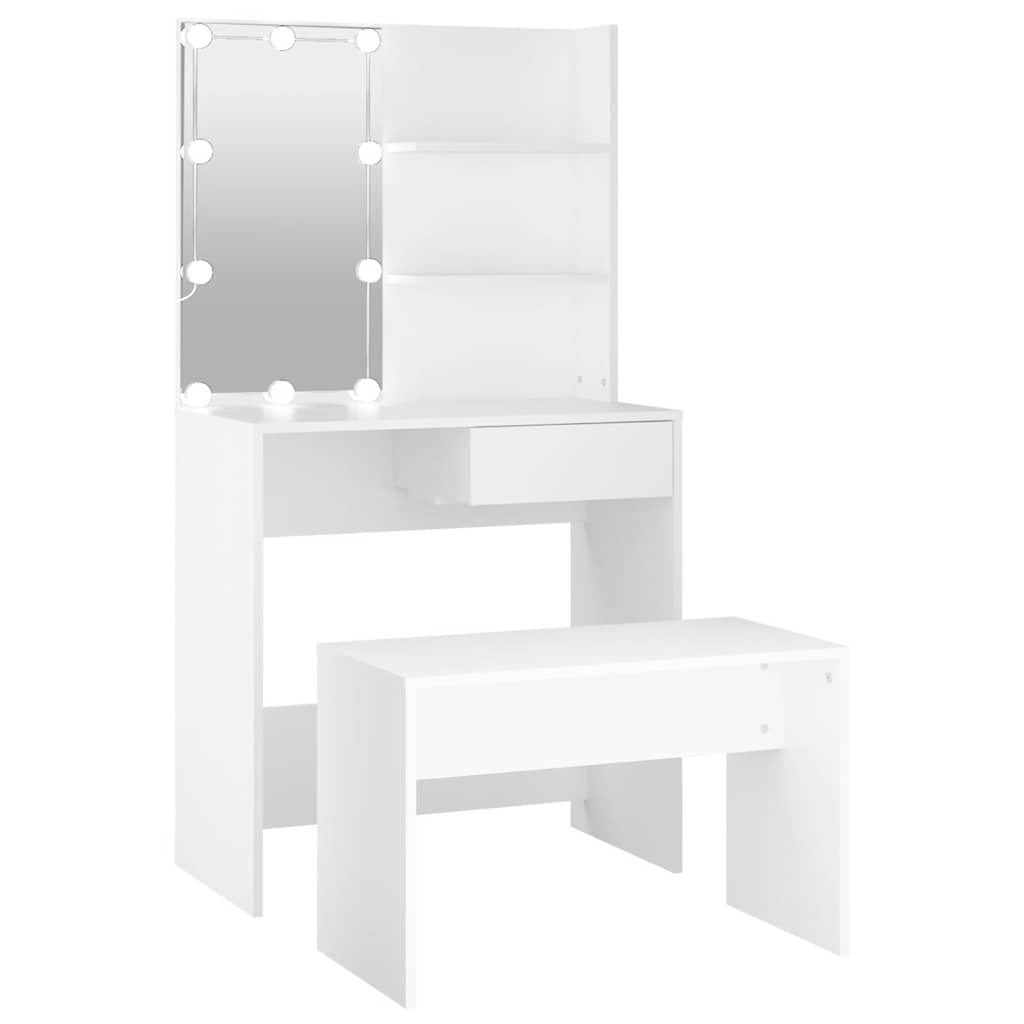 Ensemble de coiffeuse avec LED Blanc Bois d'ingénierie - XIOS