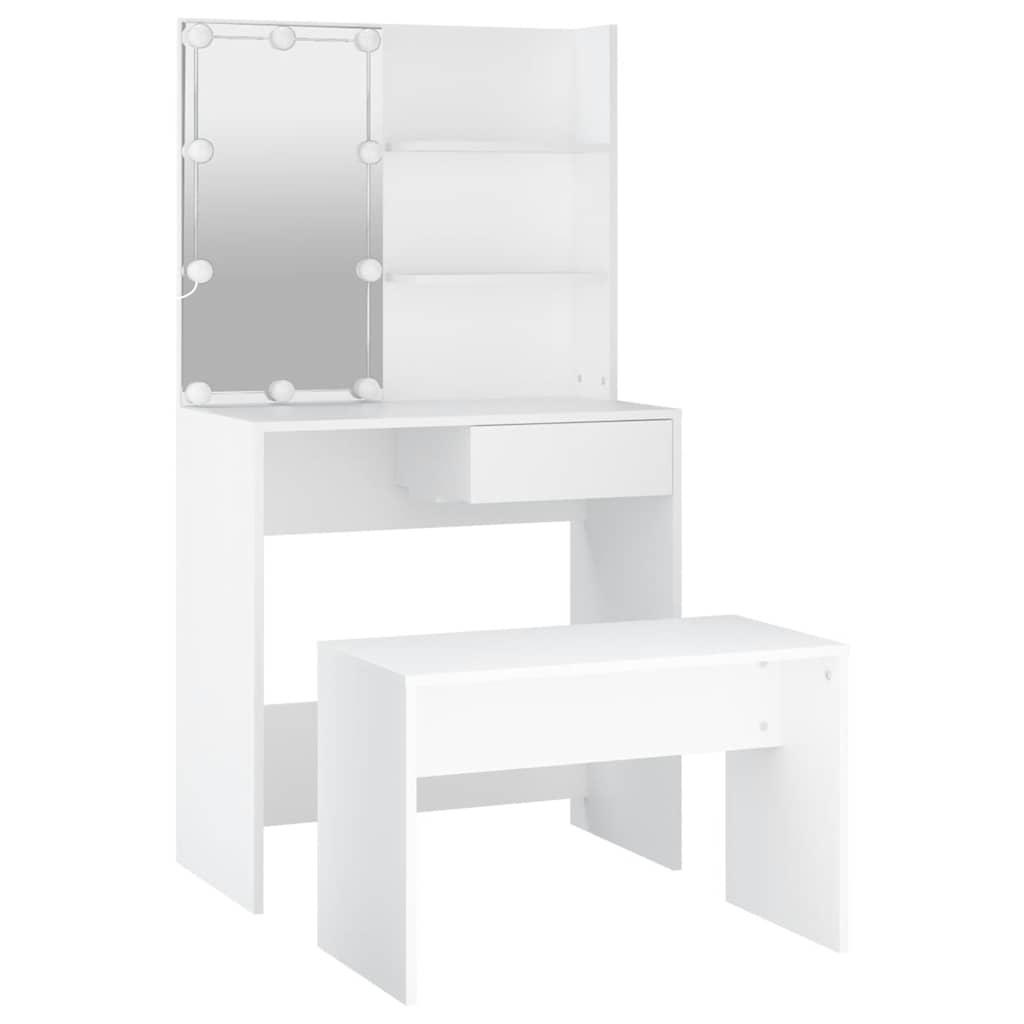 Ensemble de coiffeuse avec LED Blanc Bois d'ingénierie - XIOS