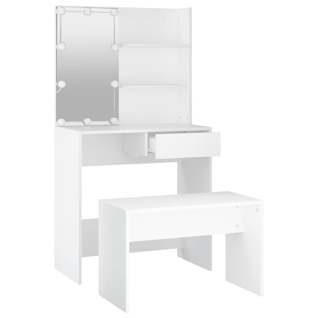 Ensemble de coiffeuse avec LED Blanc Bois d'ingénierie - XIOS