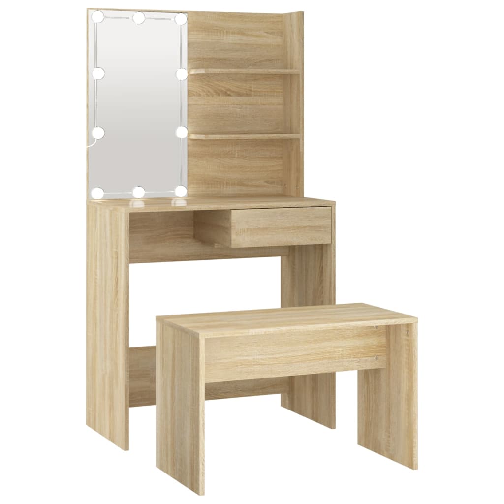 Ensemble de coiffeuse avec LED Chêne Sonoma Bois d'ingénierie - XIOS