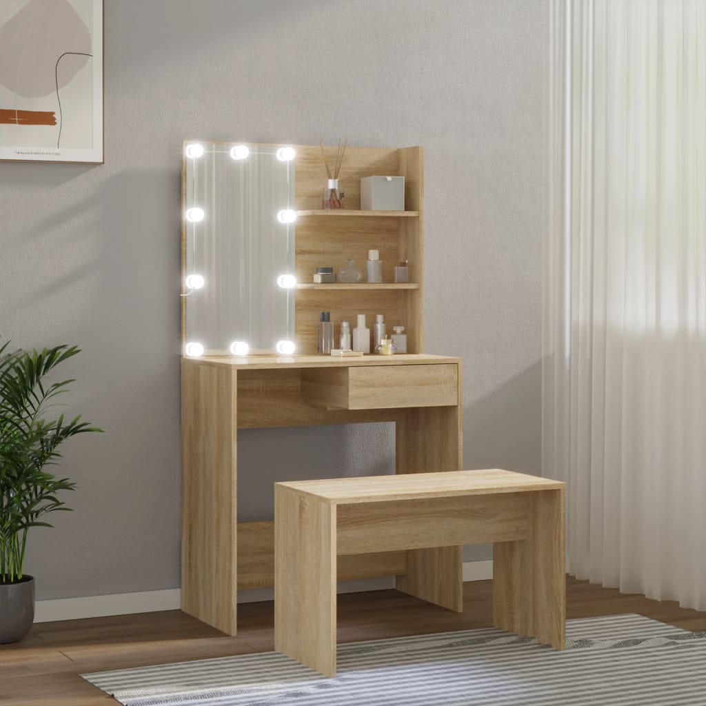 Ensemble de coiffeuse avec LED Chêne Sonoma Bois d'ingénierie - XIOS