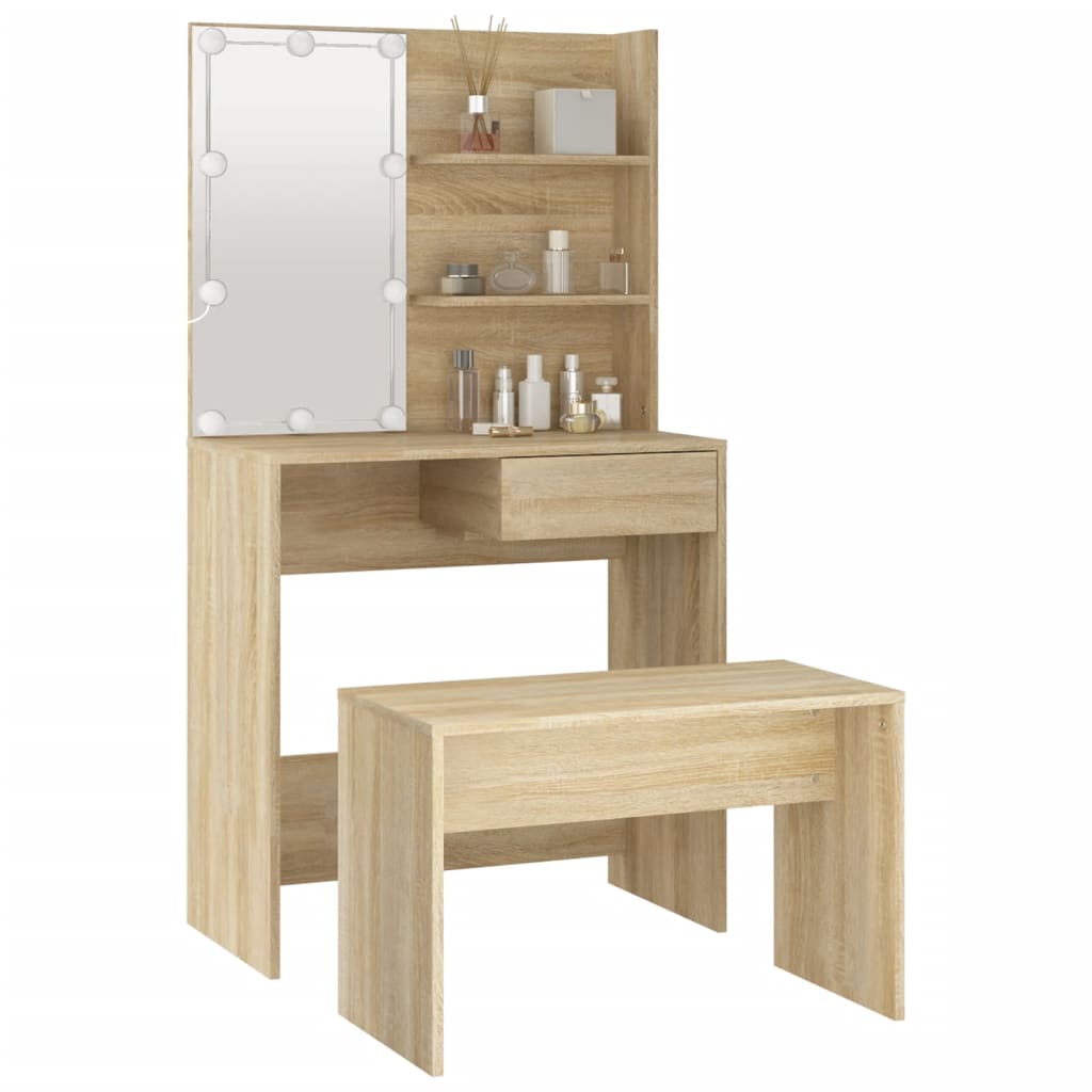 Ensemble de coiffeuse avec LED Chêne Sonoma Bois d'ingénierie - XIOS