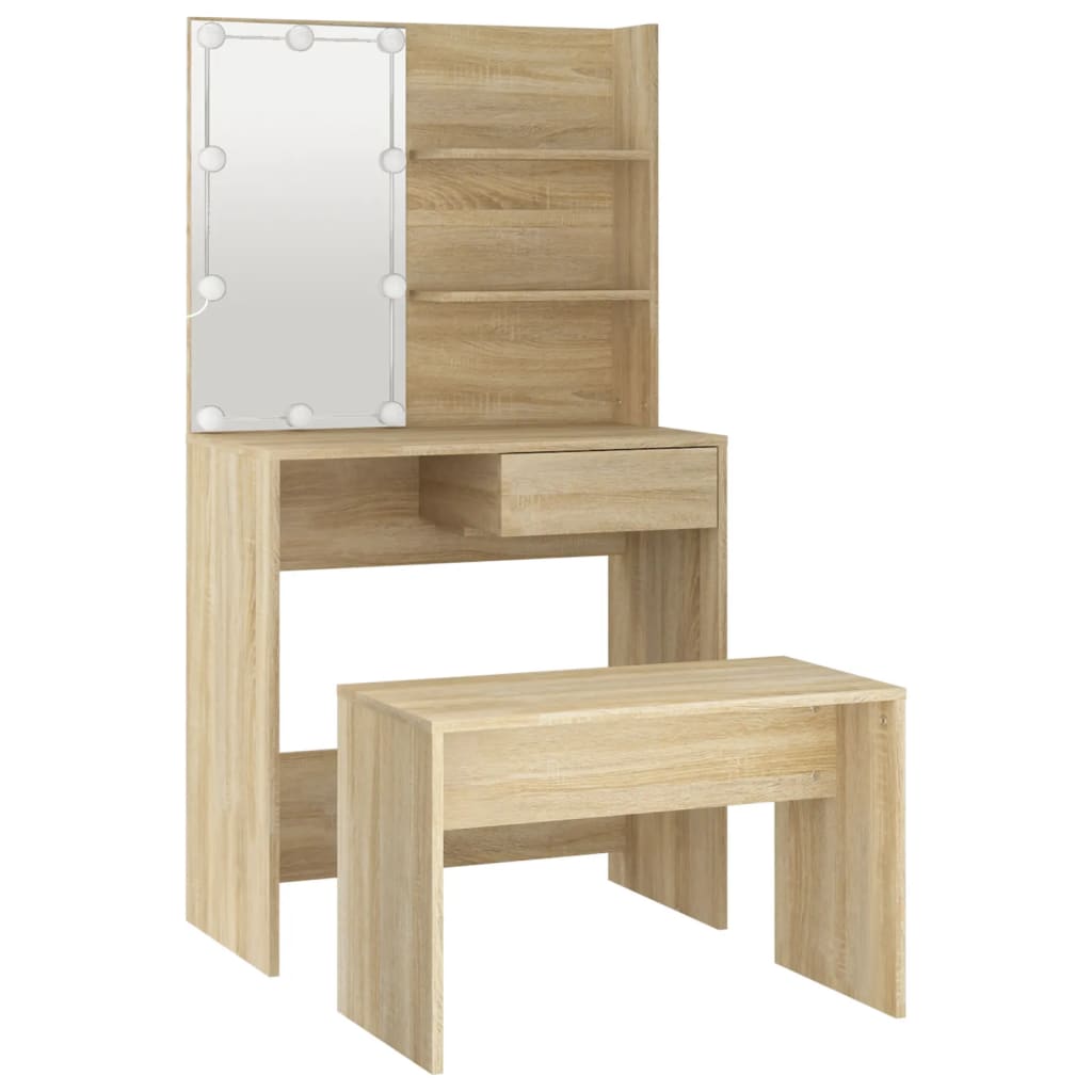 Ensemble de coiffeuse avec LED Chêne Sonoma Bois d'ingénierie - XIOS