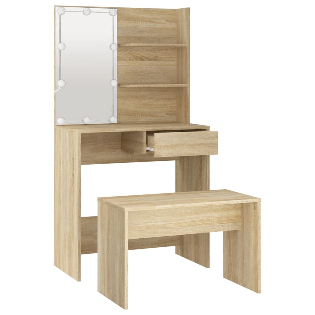Ensemble de coiffeuse avec LED Chêne Sonoma Bois d'ingénierie - XIOS