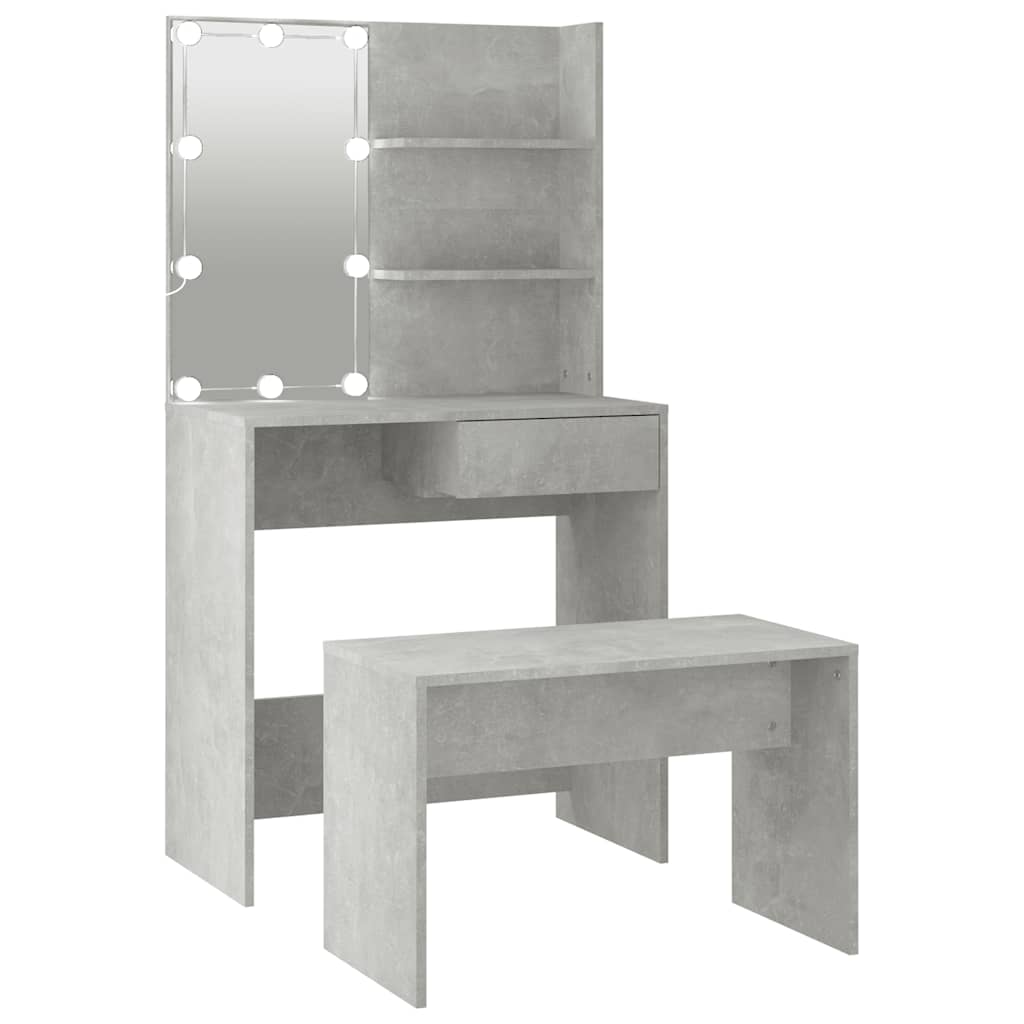 Ensemble de coiffeuse avec LED Gris béton Bois d'ingénierie - XIOS