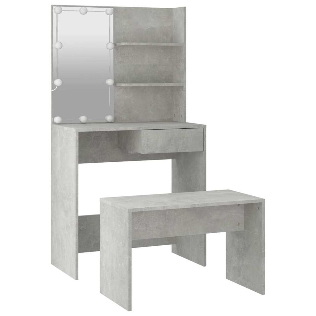 Ensemble de coiffeuse avec LED Gris béton Bois d'ingénierie - XIOS