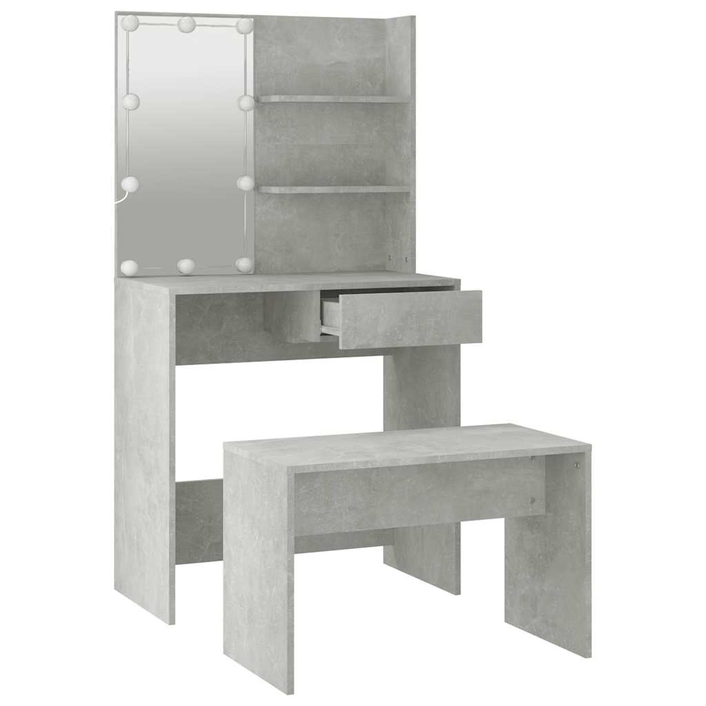 Ensemble de coiffeuse avec LED Gris béton Bois d'ingénierie - XIOS