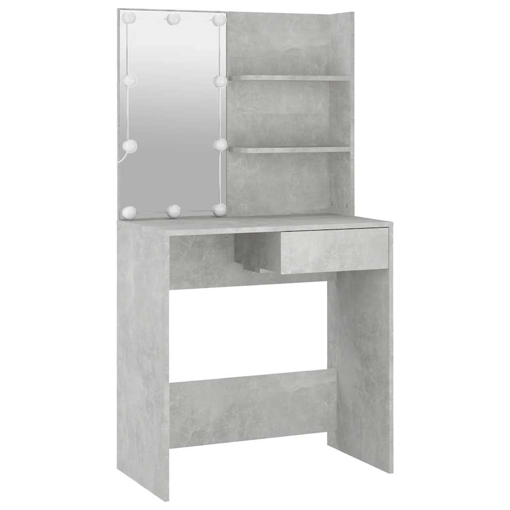 Ensemble de coiffeuse avec LED Gris béton Bois d'ingénierie - XIOS