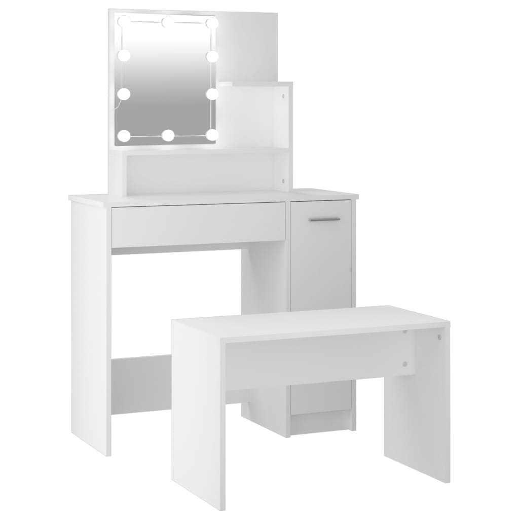 Ensemble de coiffeuse avec LED Blanc Bois d'ingénierie - XIOS