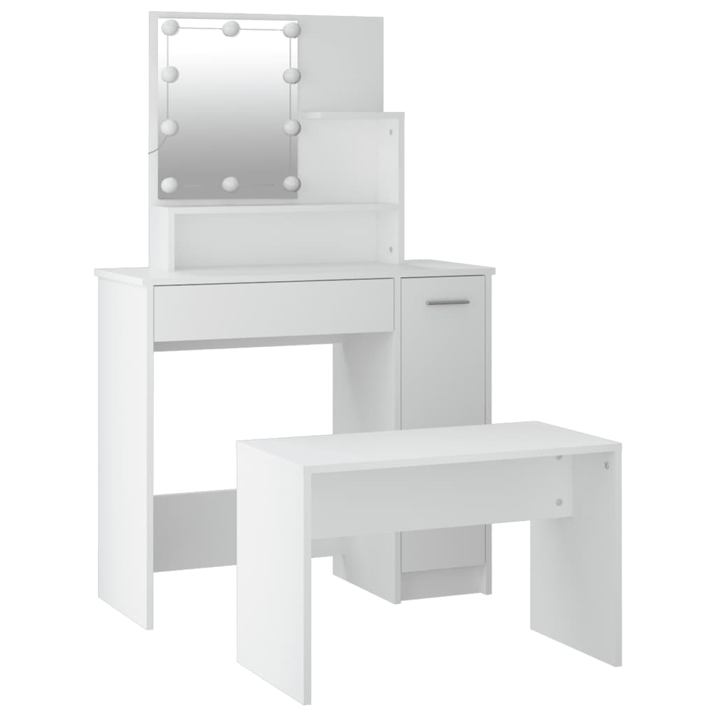 Ensemble de coiffeuse avec LED Blanc Bois d'ingénierie - XIOS