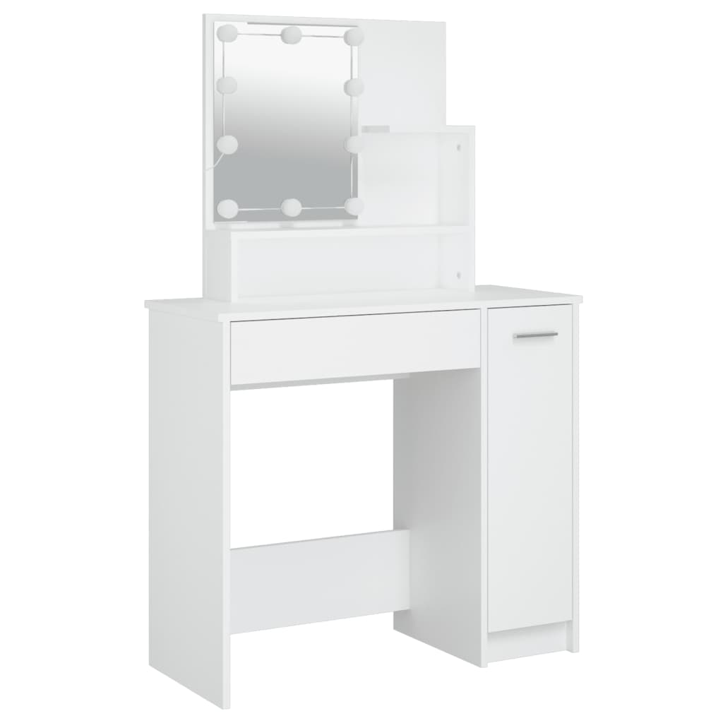 Ensemble de coiffeuse avec LED Blanc Bois d'ingénierie - XIOS