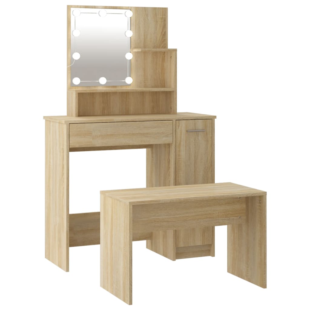 Ensemble de coiffeuse avec LED Chêne sonoma Bois d'ingénierie - XIOS