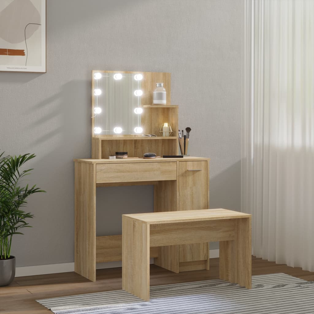 Ensemble de coiffeuse avec LED Chêne sonoma Bois d'ingénierie - XIOS
