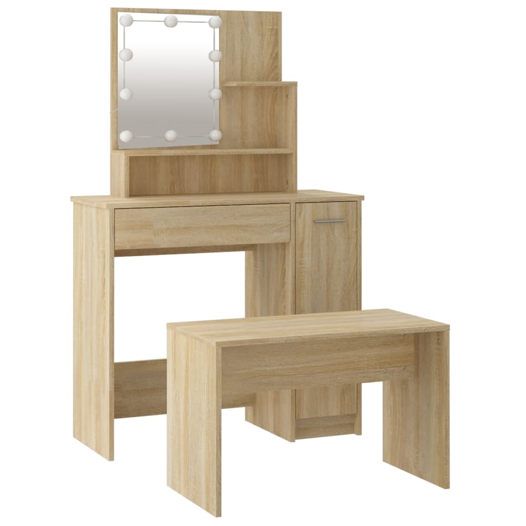 Ensemble de coiffeuse avec LED Chêne sonoma Bois d'ingénierie - XIOS