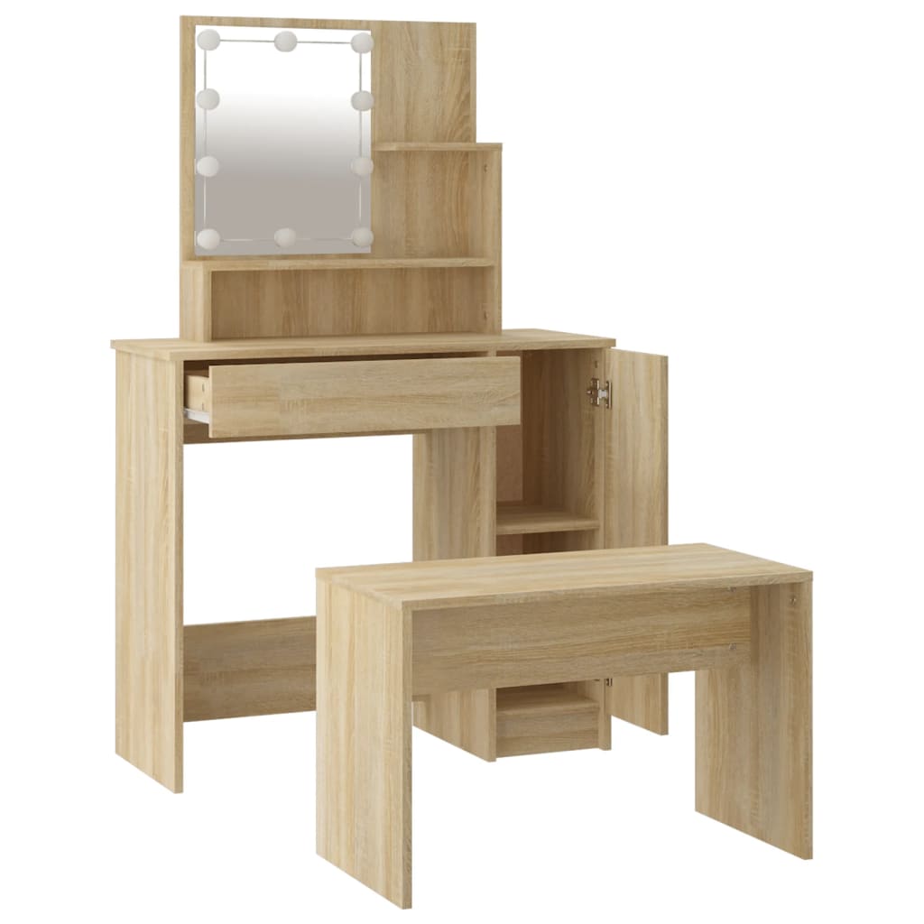 Ensemble de coiffeuse avec LED Chêne sonoma Bois d'ingénierie - XIOS