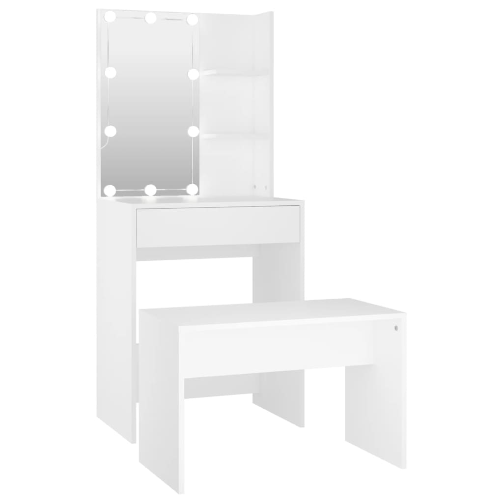 Ensemble de coiffeuse avec LED Blanc Bois d'ingénierie - XIOS