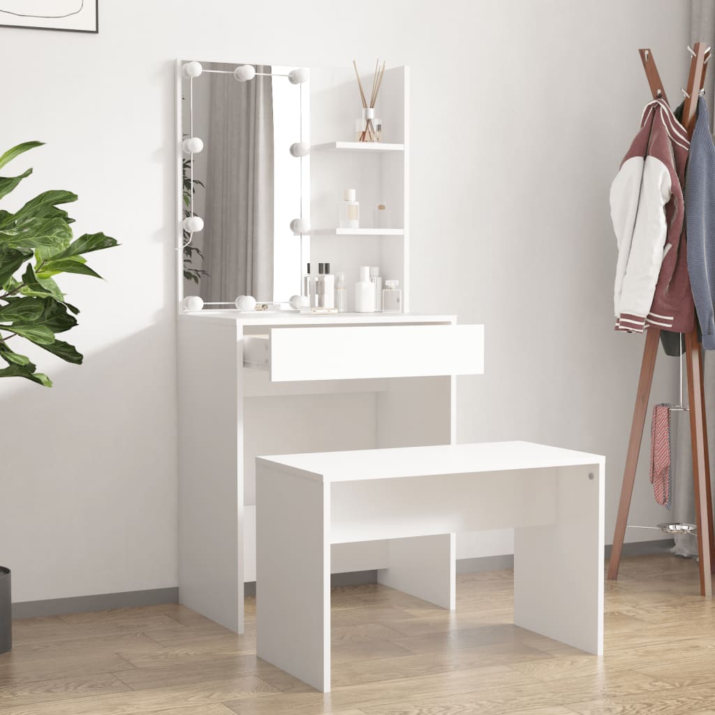 Ensemble de coiffeuse avec LED Blanc Bois d'ingénierie - XIOS