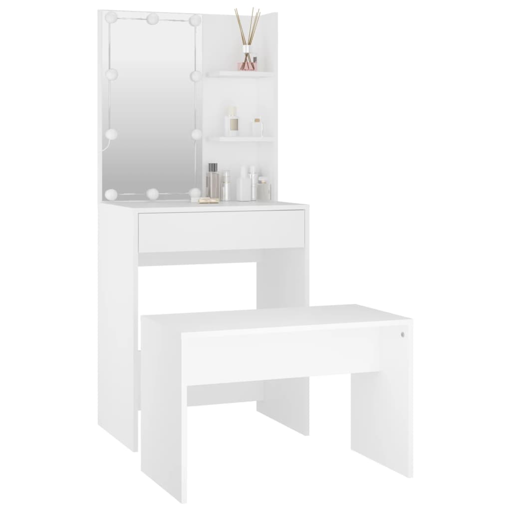 Ensemble de coiffeuse avec LED Blanc Bois d'ingénierie - XIOS
