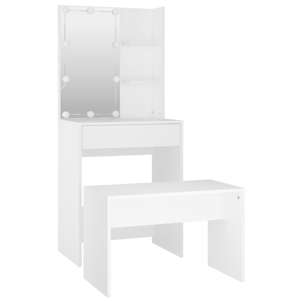 Ensemble de coiffeuse avec LED Blanc Bois d'ingénierie - XIOS