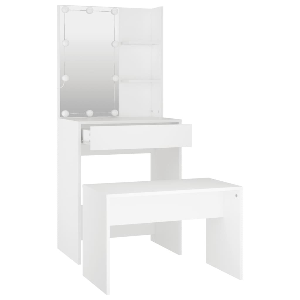 Ensemble de coiffeuse avec LED Blanc Bois d'ingénierie - XIOS