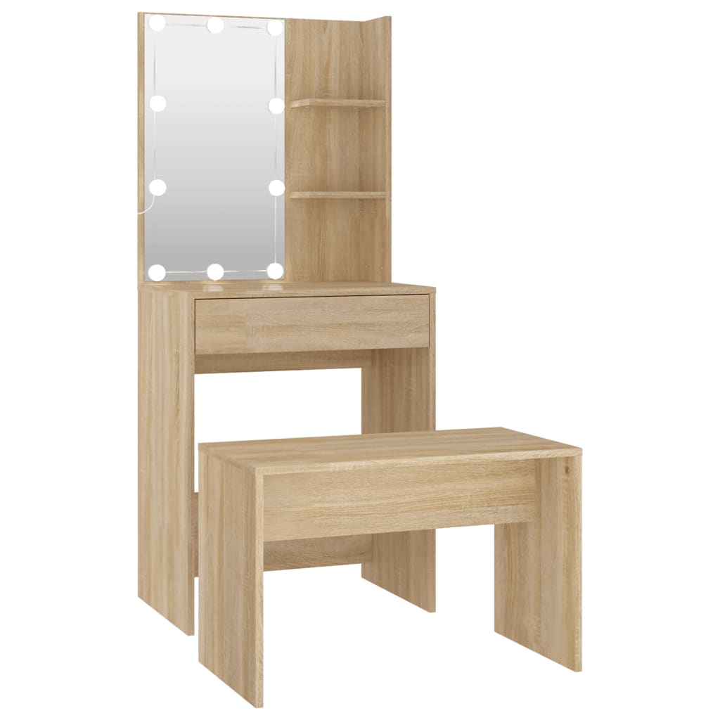 Ensemble de coiffeuse avec LED Chêne sonoma Bois d'ingénierie - XIOS