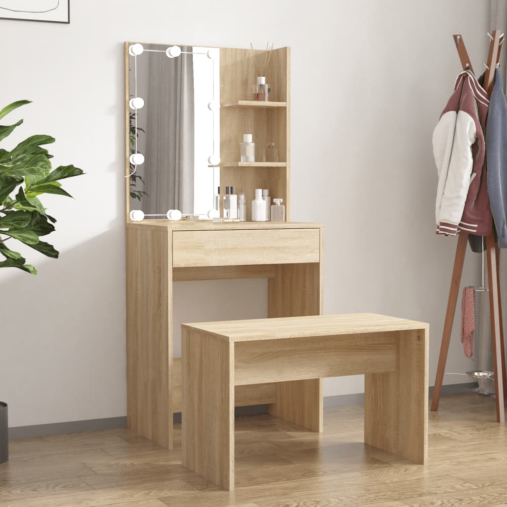 Ensemble de coiffeuse avec LED Chêne sonoma Bois d'ingénierie - XIOS