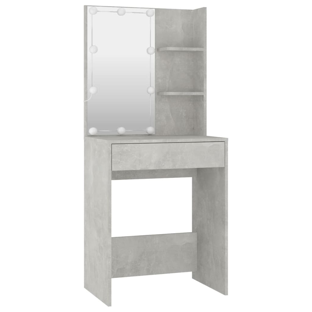 Ensemble de coiffeuse avec LED Gris béton Bois d'ingénierie - XIOS