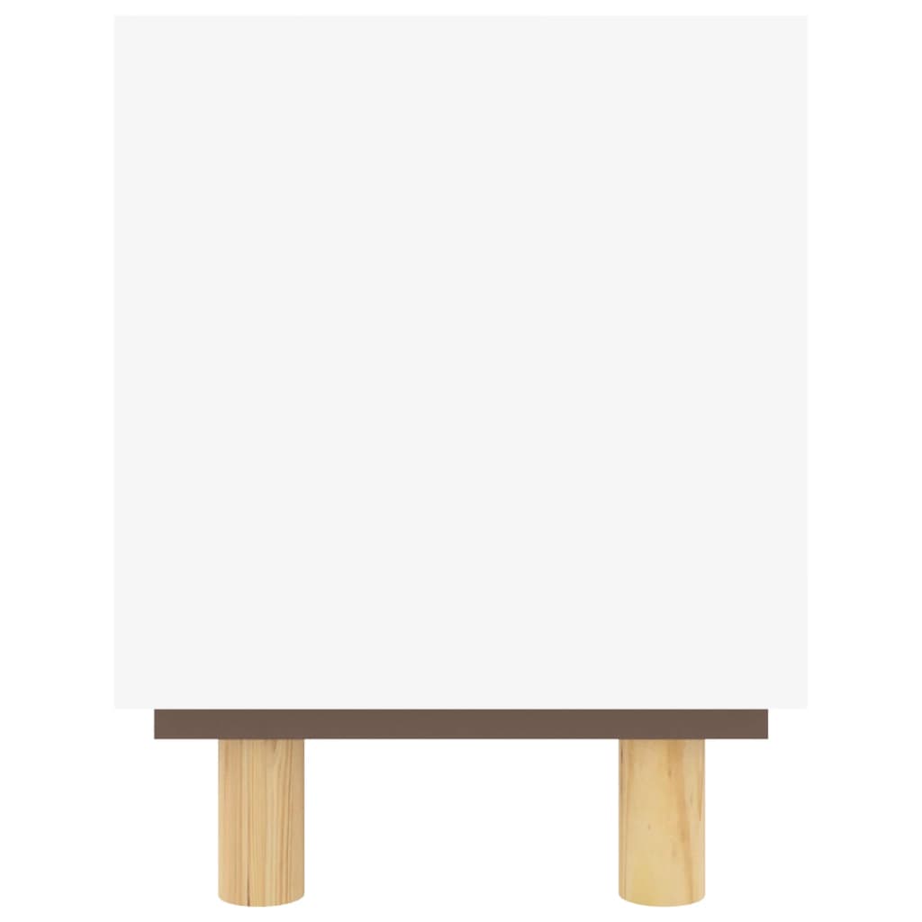 Meuble TV Blanc 105x30x40cm Bois de pin massif et rotin naturel - XIOS