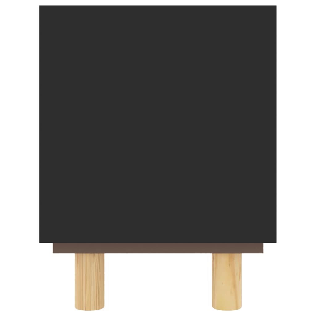 Meuble TV Noir 105x30x40cm Bois de pin massif et rotin naturel - XIOS