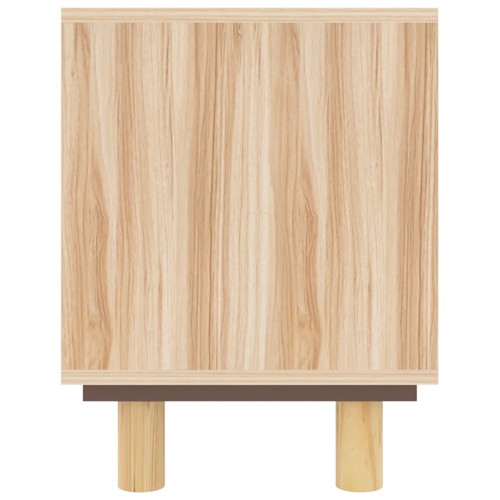 Meuble TV Marron 105x30x40 cm Bois de pin massif rotin naturel - XIOS